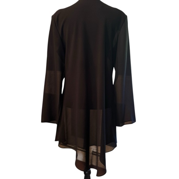 Black Sheer Open Front Cardigan - Picture 3 of 4